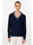 Gömlek Yaka Triko Bluz-Lacivert 1