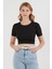 Basic Bisiklet Yaka Crop Tişört 1
