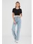 Basic Bisiklet Yaka Crop Tişört 2