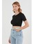 Basic Bisiklet Yaka Crop Tişört 3