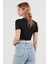 Basic Bisiklet Yaka Crop Tişört 4
