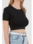 Basic Bisiklet Yaka Crop Tişört 5