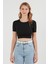 Basic Bisiklet Yaka Crop Tişört 6