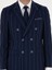 Erkek Lacivert Slim Fit Çizgili Yün Takım Elbise 50284848-VR033 6
