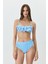 Straplez Yükesk Bel Bikini Takım 3103 Mavi/beyaz 2