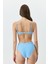 Straplez Yükesk Bel Bikini Takım 3103 Mavi/beyaz 5