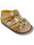 1571-20 Çiçek Deseli Tek Çirtli Kız Çocuk Sandalet Altın 21-25 1