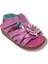 1556-20 Çiçek Deseli Tek Çirtli Kız Çocuk Sandalet Pembe 21-25 1