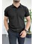 Erkek Slim Fit Düz Renk Pamuklu Soft Polo Tişört Siyah EDW365 1