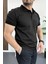 Erkek Slim Fit Düz Renk Pamuklu Soft Polo Tişört Siyah EDW365 2