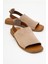 Fuela Bej Süet Hakiki Deri Lastikli Kadın Sandalet 1