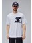 Mahone Beyaz Bisiklet Yaka Baskılı Oversize Erkek Tshirt 1