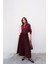 Beli Lastikli Geniş Kesim Kloş double Krep pantolon Etek 5187 - Bordo 3