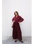 Beli Lastikli Geniş Kesim Kloş double Krep pantolon Etek 5187 - Bordo 4