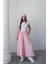 Beli Lastikli Geniş Kesim Kloş double Krep pantolon Etek 5187 - Pembe 1