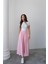 Beli Lastikli Geniş Kesim Kloş double Krep pantolon Etek 5187 - Pembe 3