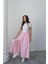 Beli Lastikli Geniş Kesim Kloş double Krep pantolon Etek 5187 - Pembe 4