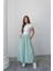 Beli Lastikli Geniş Kesim Kloş double Krep pantolon Etek 5187 - Su Yeşili 3