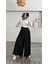 Beli Lastikli Geniş Paça Modal Etekli Pantolon 8809 - Siyah 4
