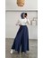 Beli Lastikli Geniş Paça Modal Etekli Pantolon 8809 - Lacivert 4