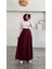 Beli Lastikli Geniş Paça Modal Etekli Pantolon 8809 - Bordo 4