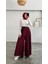 Beli Lastikli Geniş Paça Modal Etekli Pantolon 8809 - Bordo 5