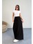 Kraşlı Beli Lastikli modal Geniş Paça Palazzo Pantolon 8846 - Siyah 4