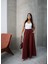 Filamlı Keten Etekli Pantolon 8826 Bordo 1