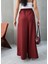 Filamlı Keten Etekli Pantolon 8826 Bordo 3