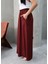 Filamlı Keten Etekli Pantolon 8826 Bordo 4