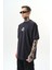 Erkek Unlucky Baskılı Oversize T-Shirt Füme 3