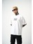 Erkek Fast Nakışlı Oversize T-Shirt Beyaz 3