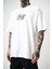 Erkek Fast Nakışlı Oversize T-Shirt Beyaz 5