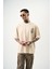 Erkek R Creative Nakışlı Oversize T-Shirt Bej 2