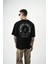 Erkek R Creative Nakışlı Oversize T-Shirt Siyah 1