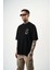 Erkek R Creative Nakışlı Oversize T-Shirt Siyah 3