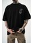 Erkek R Creative Nakışlı Oversize T-Shirt Siyah 5