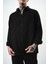 Erkek Uzun Kol Oversize Müslin Gömlek Siyah 4