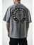 Erkek R Creative Nakışlı Oversize T-Shirt Füme 4