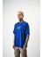 Erkek Fast Nakışlı Oversize T-Shirt Saks 3