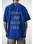 Erkek Fast Nakışlı Oversize T-Shirt Saks 4