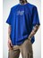 Erkek Fast Nakışlı Oversize T-Shirt Saks 5