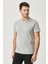 Erkek Gri Melanj Pamuklu Slim Fit Dar Kesim Bisiklet Yaka Tişört 1