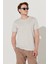 Erkek Gri Slim Fit Dar Kesim %100 Pamuk Bisiklet Yaka Tişört 1