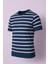 Çizgili O Yaka Mavi Erkek T-Shirt 103-4017 2