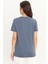 Erkek Indigo Melanj Pamuklu Slim Fit Dar Kesim Bisiklet Yaka Tişört 10