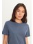 Erkek Indigo Melanj Pamuklu Slim Fit Dar Kesim Bisiklet Yaka Tişört 8