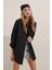 Siyah Oversize Uzun Basic Dokuma Gömlek 5
