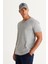 Erkek Koyu Gri Pamuklu Slim Fit Dar Kesim Bisiklet Yaka Tişört 3