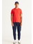 Erkek Kırmızı %100 Pamuk Slim Fit Dar Kesim Bisiklet Yaka Tişört 5